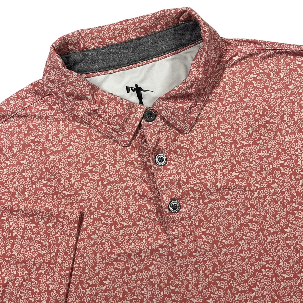 Anderson Ord Golf Polo Shirt Mens XL Pink Floral Performance Stretch Preppy